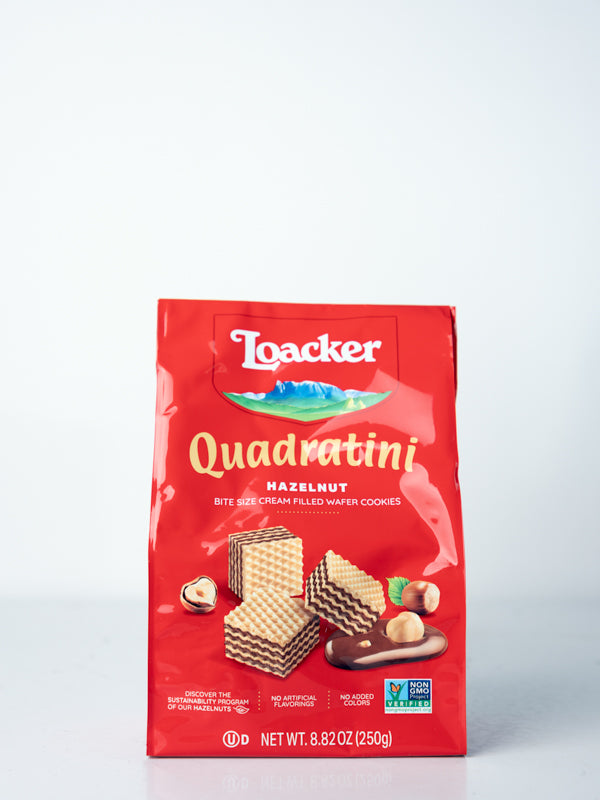 Loacker Quadratini, Hazelnut Wafers, Napolitaner, 250 g.