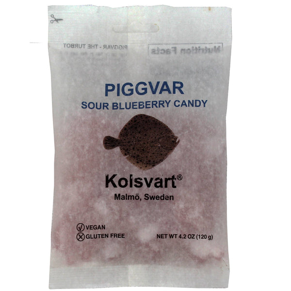 Kolsvart, Sour Blueberry Swedish Fish (Piggvar), 4.2 oz.