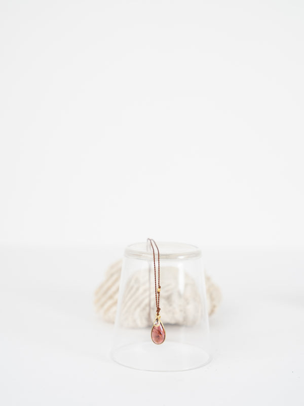 Margaret Solow Pink Tourmaline Cabachon with Diamond Necklace 18k