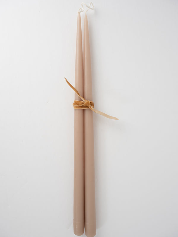 Hand dipped 17" taper candle, Taupe
