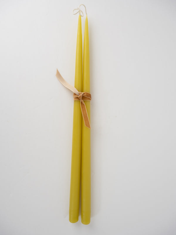 Hand dipped 17" taper candle, Chartreuse