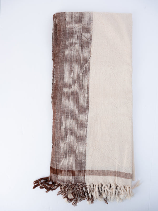 Auntie Oti Natural Dye brown and white bath towel