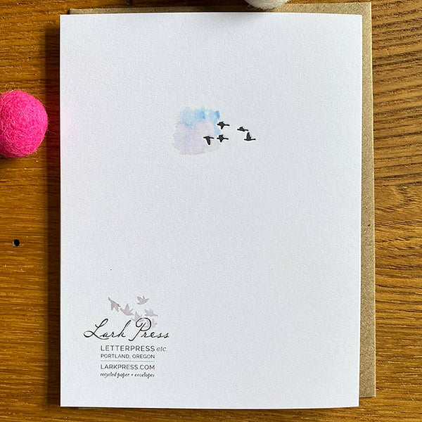 Lark Press, Thank You Blues and Pink Sky with Letterpress Birds