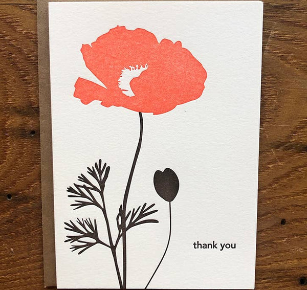 Lark Press, Thank You Poppy Letterpress Card