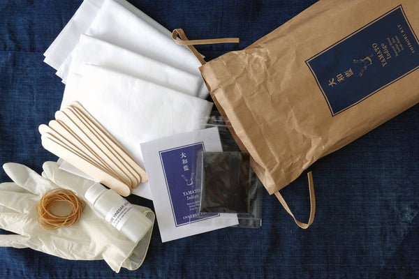 Indigo Shibori Kit (Bandana + Tenugui)