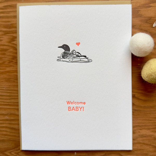 Lark Press, Welcome Baby! Letterpress Loon Card