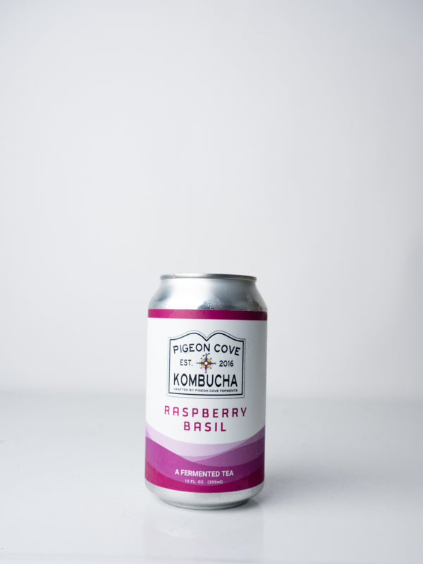 Kombucha Pigeon Cove, Raspberry Basil, 12 oz.