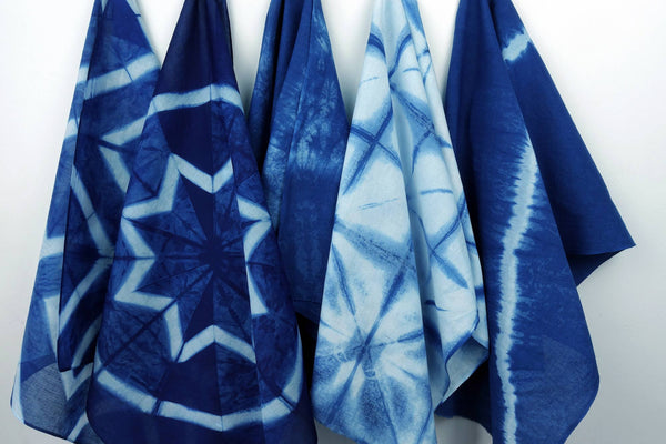 Indigo Shibori Kit (Bandana + Tenugui)
